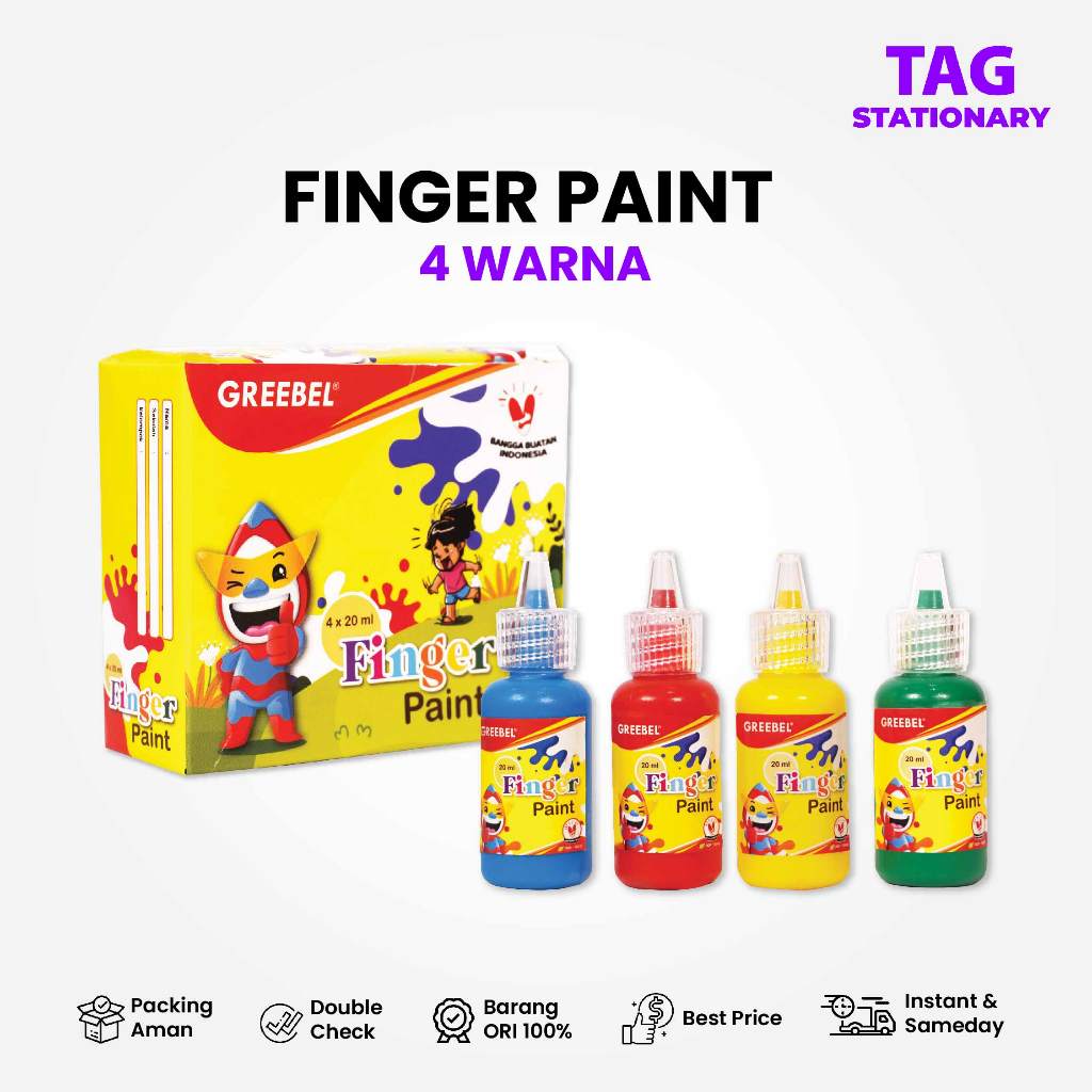 

GREEBEL Finger Paint 4 Warna / Cat Air Washable / Sensory Play Timur Agung Grosir