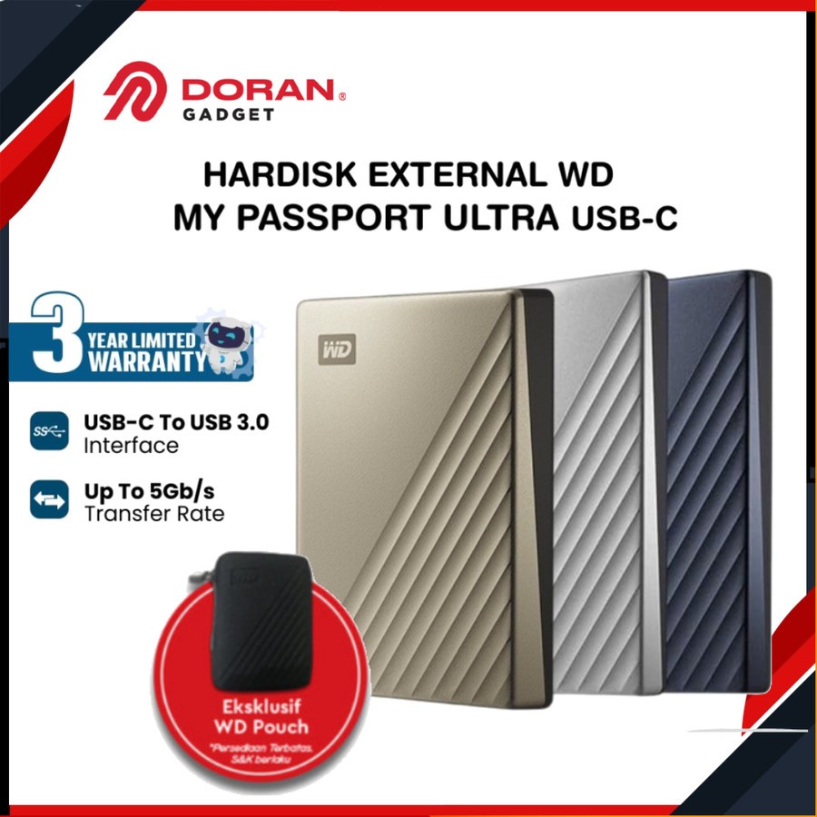 WD My Passport Ultra 1TB 2TB 4TB 5TB HD HDD Hardisk Eksternal 2.5" inch