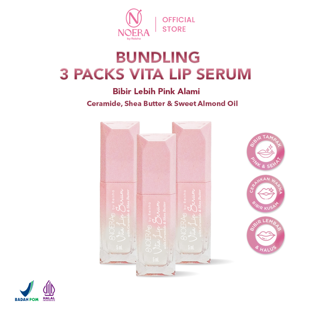 Noera Bundling 3 Packs New Vita Lip Serum With Ceramide & Shea Butter