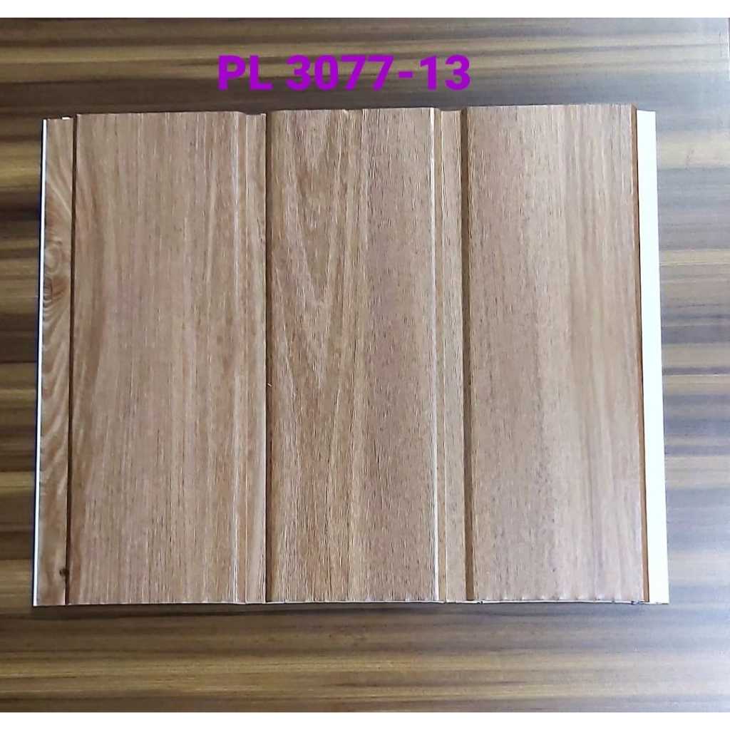 Shunda plafon PVC serat kayu coklat muda doff laminated high quality PL 3077-13