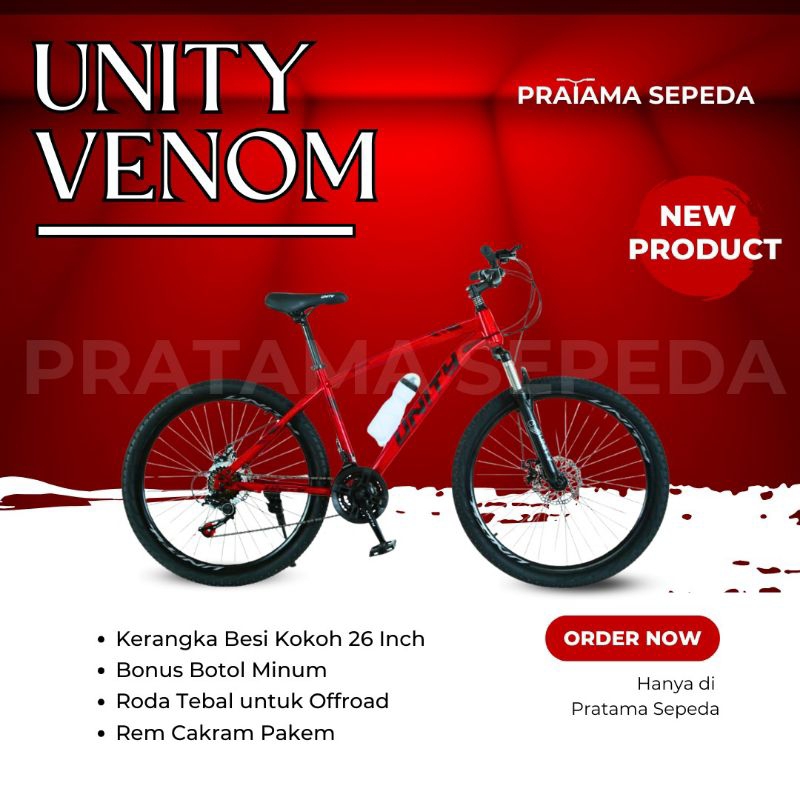 Sepeda Gunung 26 MTB Unity Venom 21 Speed Rem Vbrake