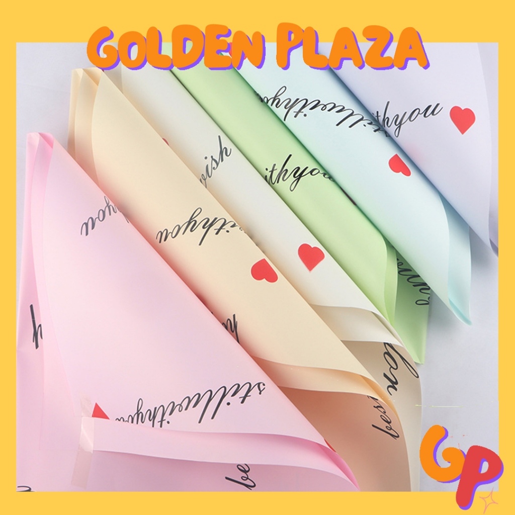 

20 LEMBAR Kertas Buket Bunga Flower Wrapping Happily Love Flowers Cellophane Solid Warna KB6166