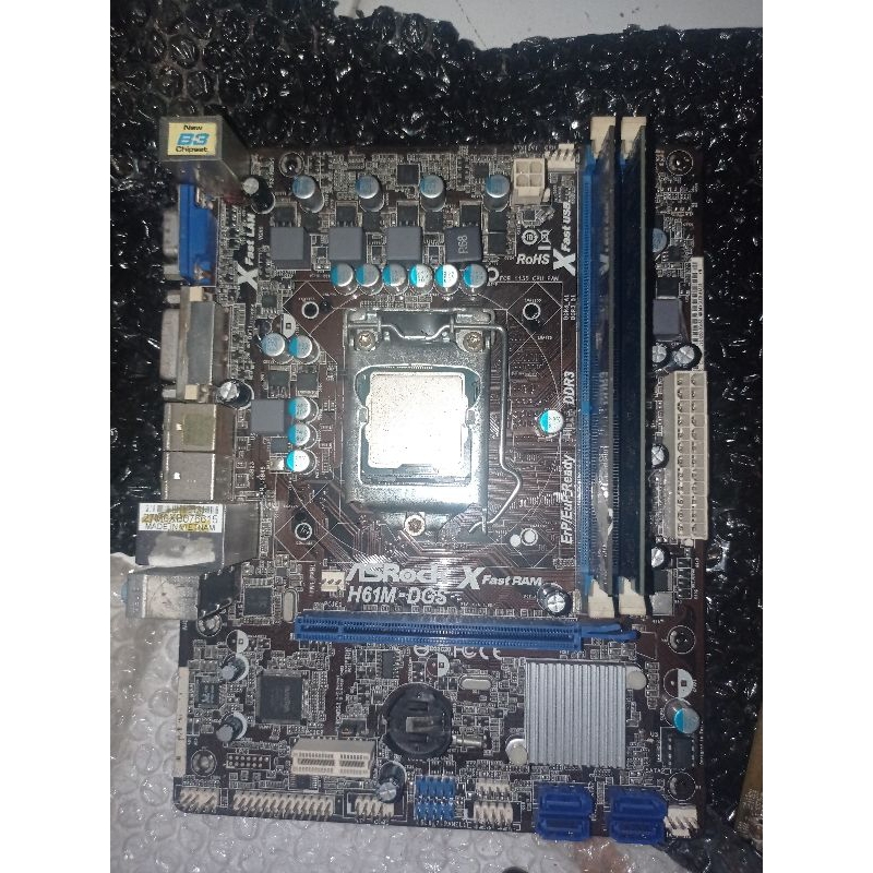 Motherboard Asrock H61 H61M-DGS LGA 1155 DDR3 Mobo PC | NoDisplay