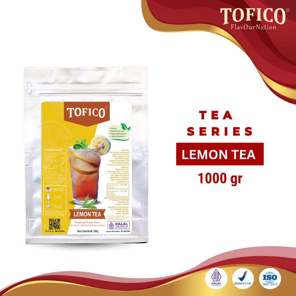 

Lemon Tea Powder Tofico/ Bubuk Minuman Teh Rasa Lemon Premium 1KG / Tofico Syrup Official
