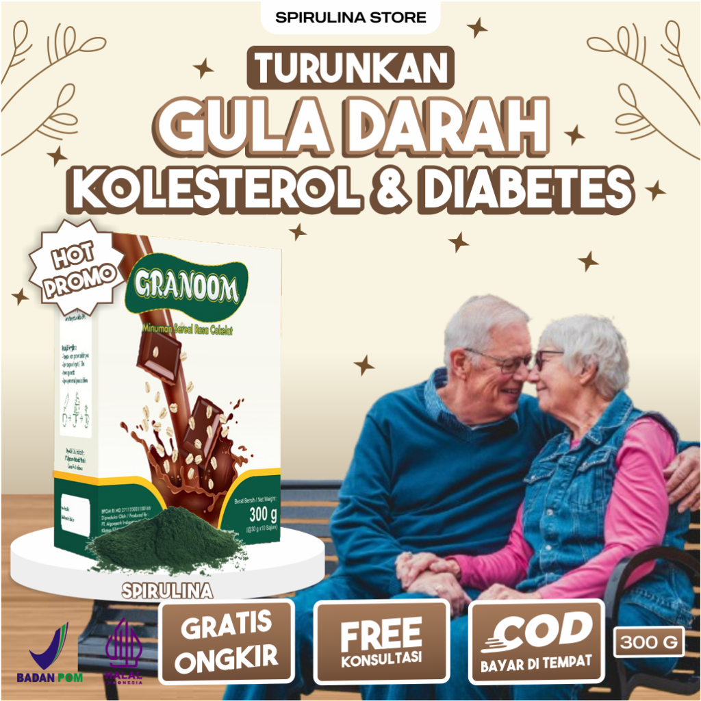 

Minuman Sereal Turunkan Kadar Gula Darah Cegah Diabetes & Kolesterol Granoom + Antioksidan Spirulina