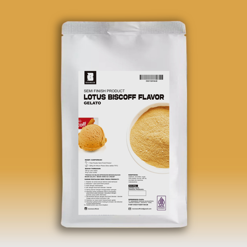 

BENMEER GELATO Semi Finish Product (Custom) Lotus Biscoff - Batch 2,7kg