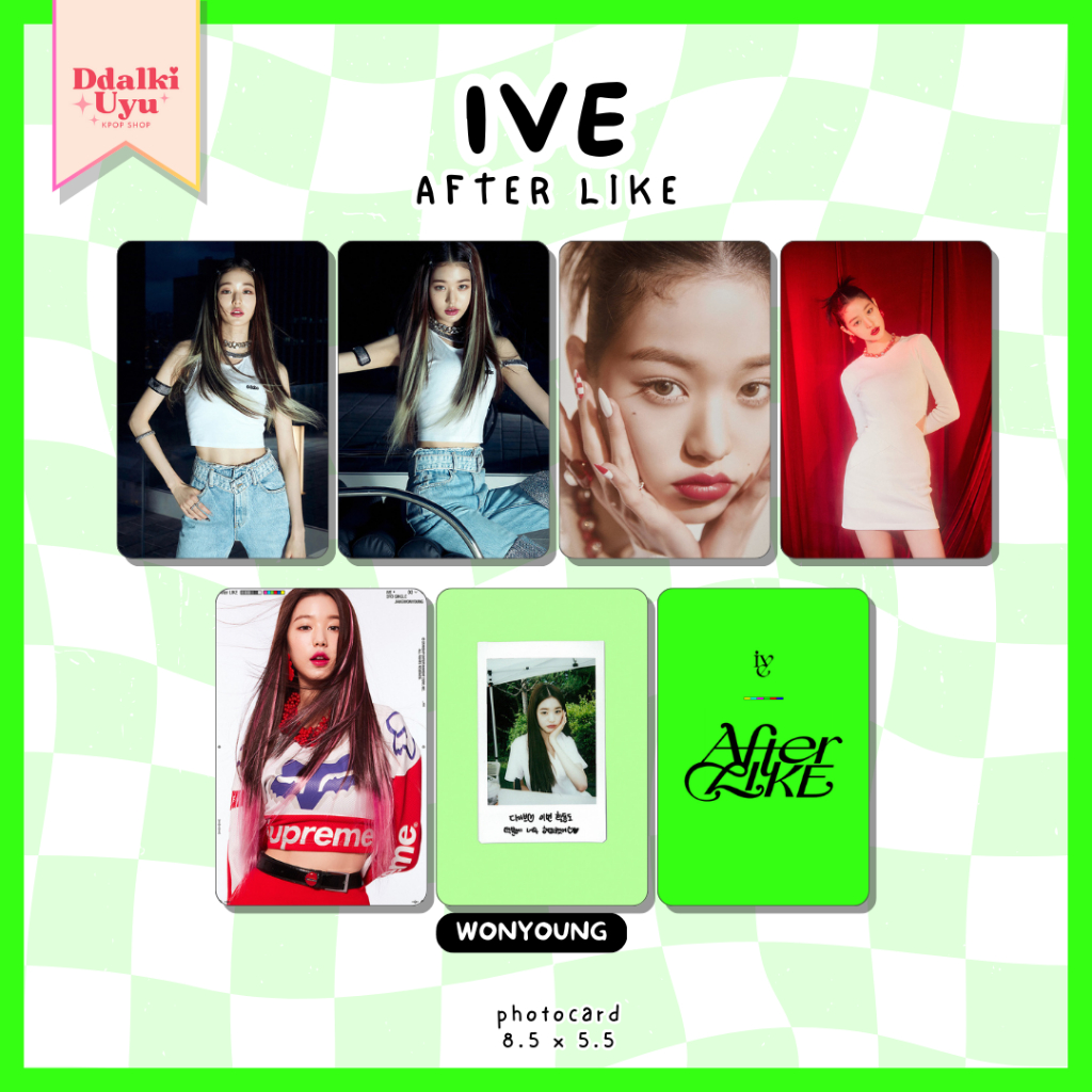 [set 6 PC] IVE photocard AFTER LIKE - pc kpop 2 sisi 8.5 x 5.5 cm koleksi kartu foto korea unoff yuj