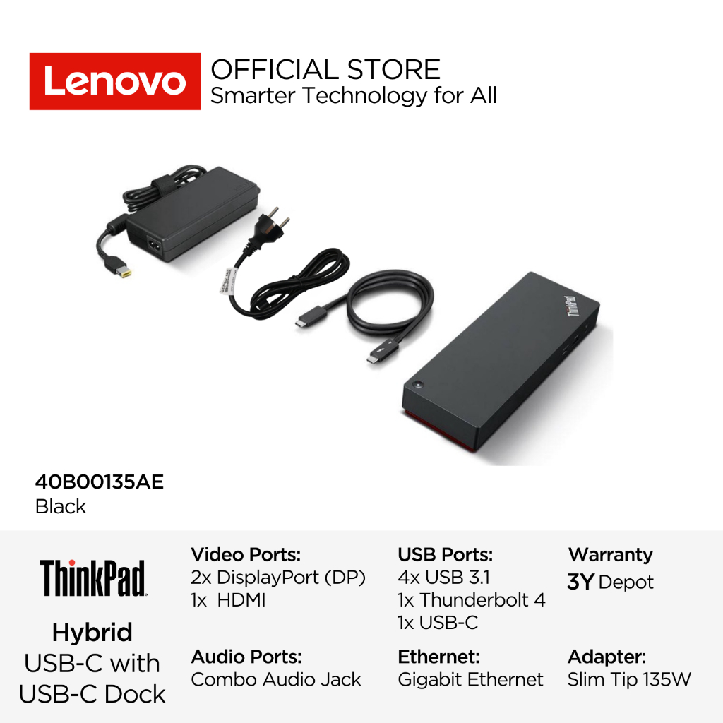 Lenovo ThinkPad Hybrid USB-C with USB-C Dock Standard Plug Type C 40B00135AE (USB-C Data 20V 6.75A p