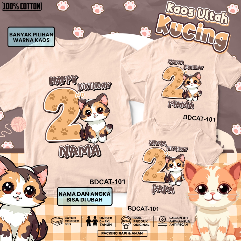 kaos ulang tahun couple family | kaos ulang tahun anak | kaos ultah couple keluarga birthday Kucing