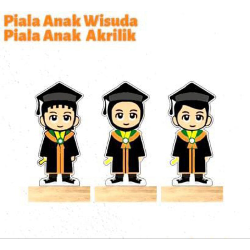 Piala Wisuda Akrilik Tatakan Kayu Custom Warna Plakat Wisuda Tatakan kayu