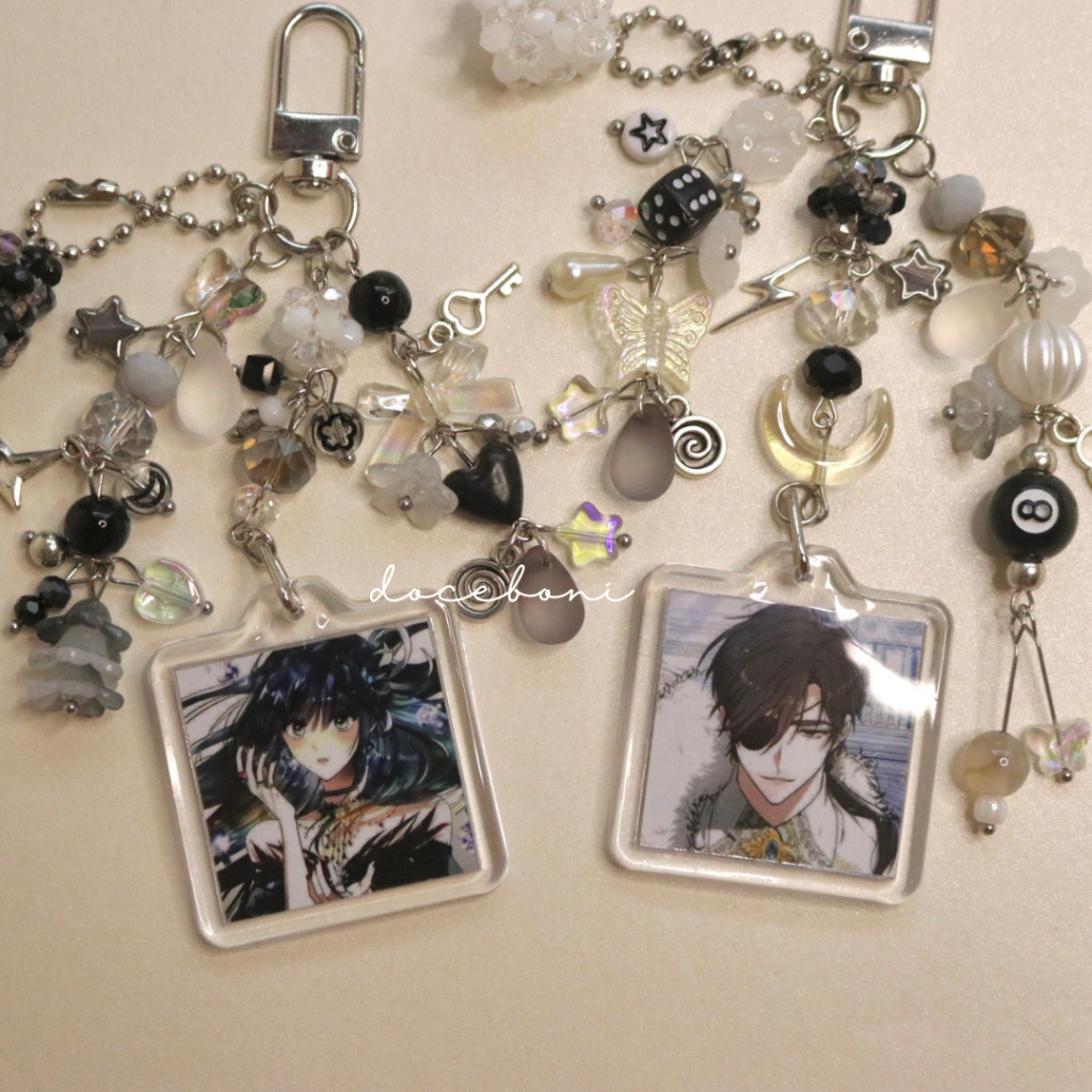 obsidian bride keychain | obsidian moon owl keychain | manhwa keychain | webtoon | beaded keychain |