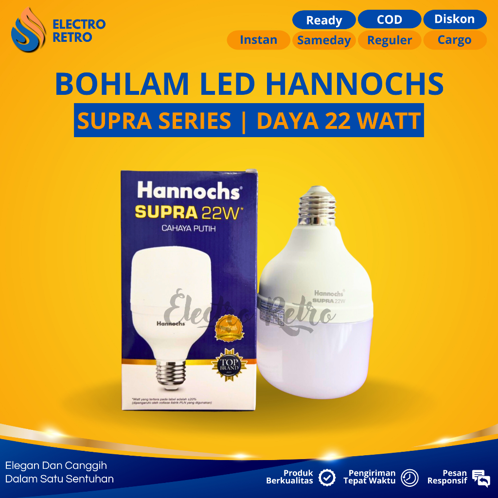 LAMPU LED HANNOCHS 22 WATT BOHLAM HANNOCHS SUPRA SERIES 22 WATT CAHAYA PUTIH LAMPU HANNOCHS 22w LED