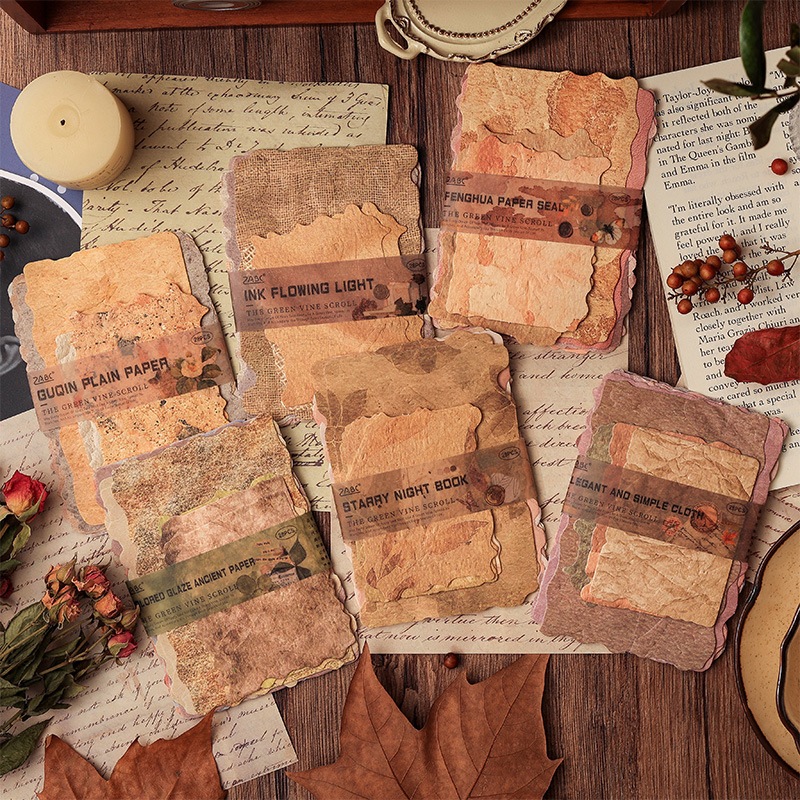 

28 Lembar Kertas Tekstur GVS Green Vine Scroll Paper Deco Decal Dekorasi Bujo