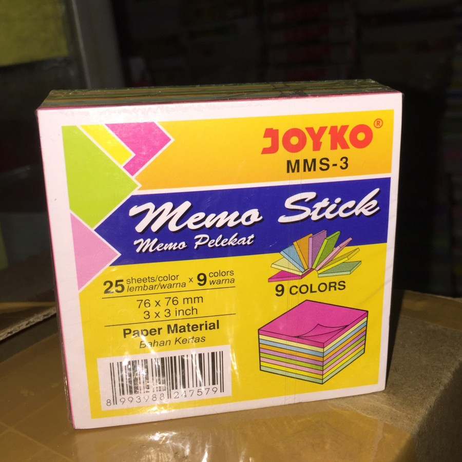 

Sticky Note Joyko Ukuran 3x3inch MMS-3 (9 warna @25lembar/warna)