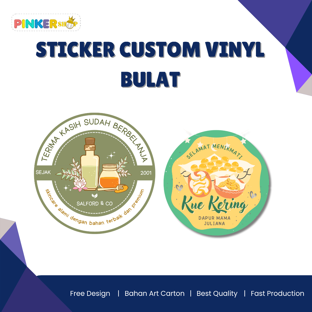 

CETAK STIKER LABEL BULAT *ANTI AIR* STICKER MAKANAN KEMASAN PRODUK BOTOL MINUMAN CUSTOM (Vinyl)