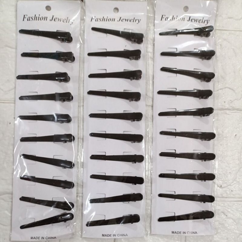 jepit rambut/ jepitan rambut buaya polos warna hitam isi 10 pcs