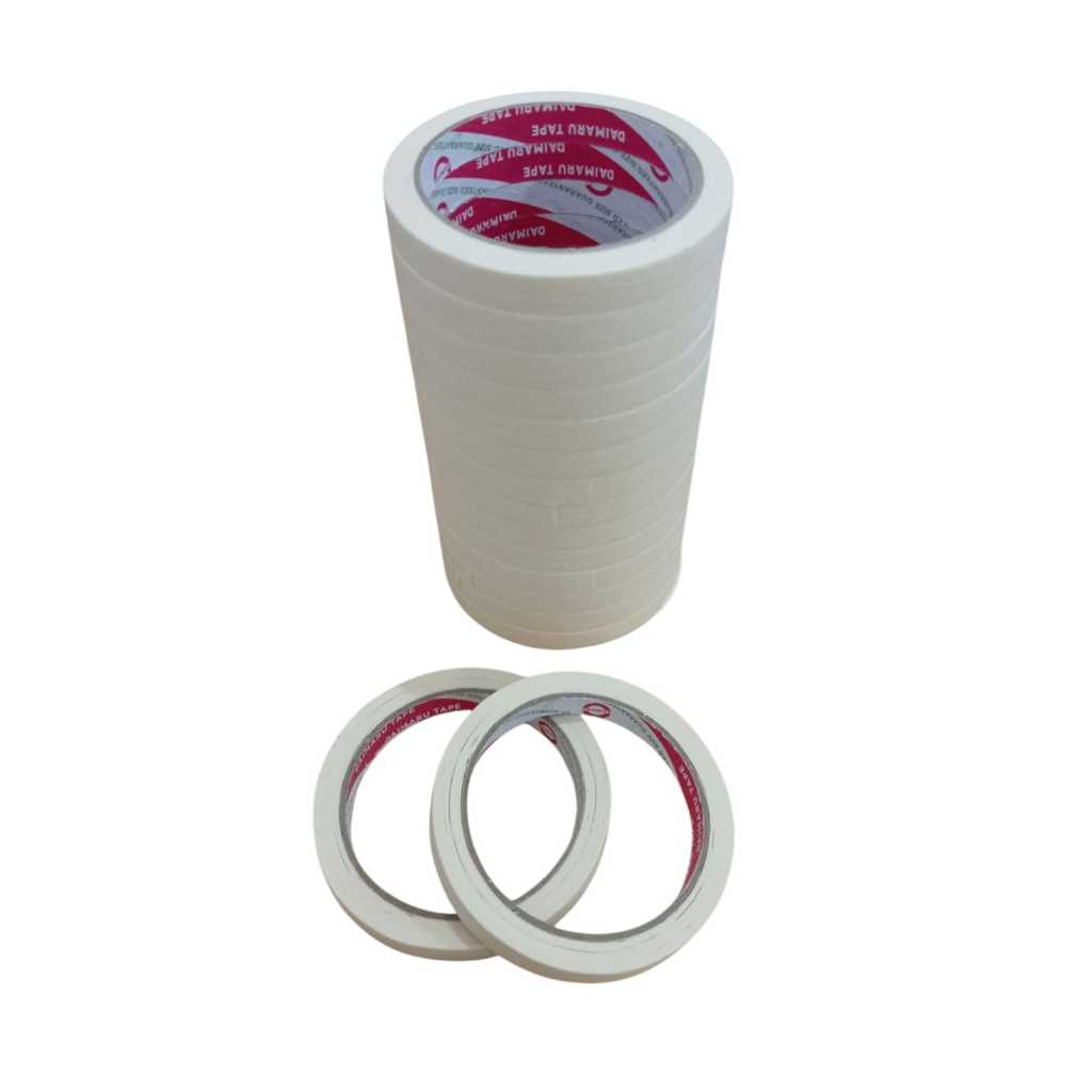 Lakban Kertas DAIMARU / Masking Tape Ukuran 0,5 inch (1 slop isi 16 pcs)
