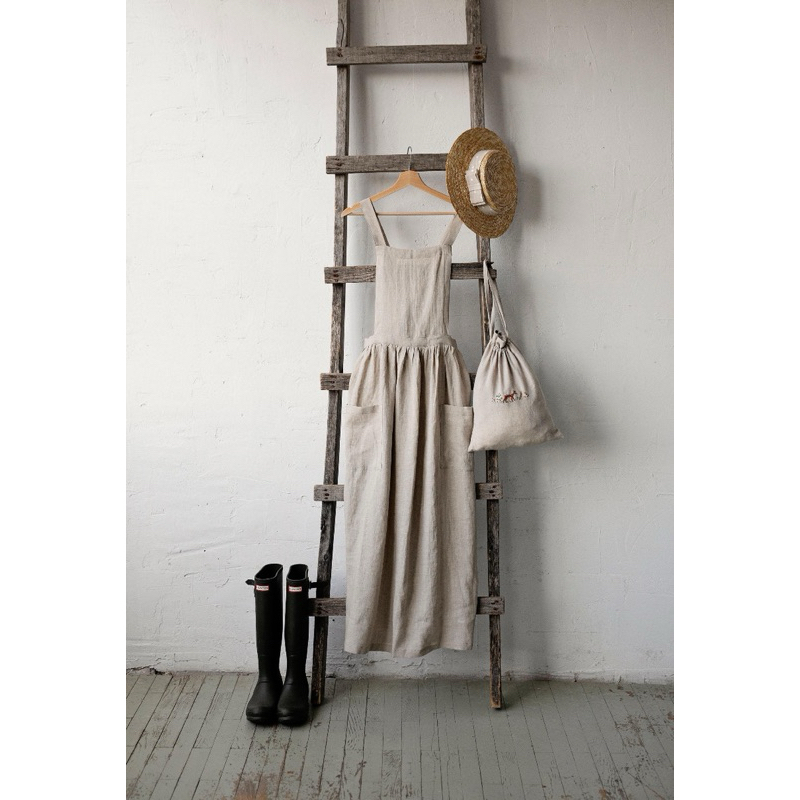 Long Cross Back Pinafore Apron Apron Panjang Linen Pinafore Linen Apron Apron Memasak Cooking Apron 