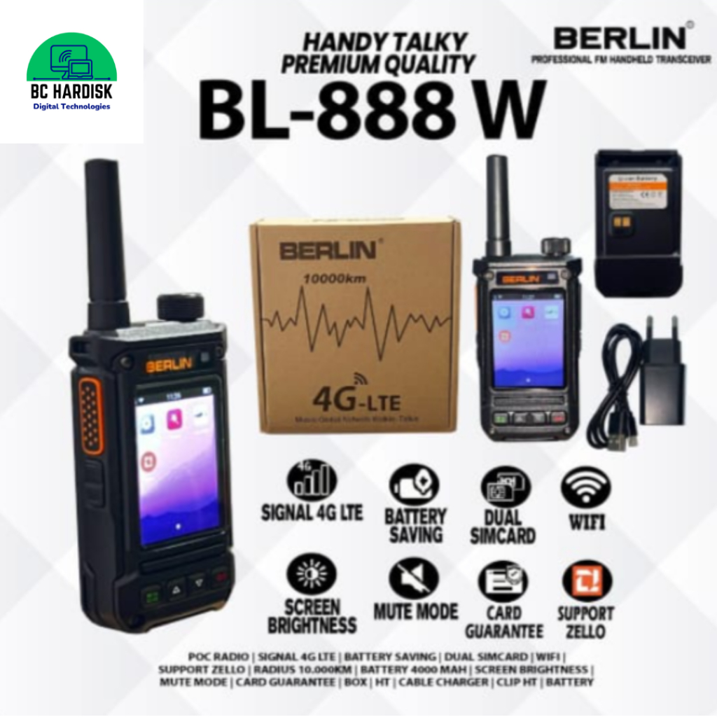 HT Wifi 4G BERLIN BL-888 W Sim Card Mobile Network Walkie Talkie + Supoort Zello