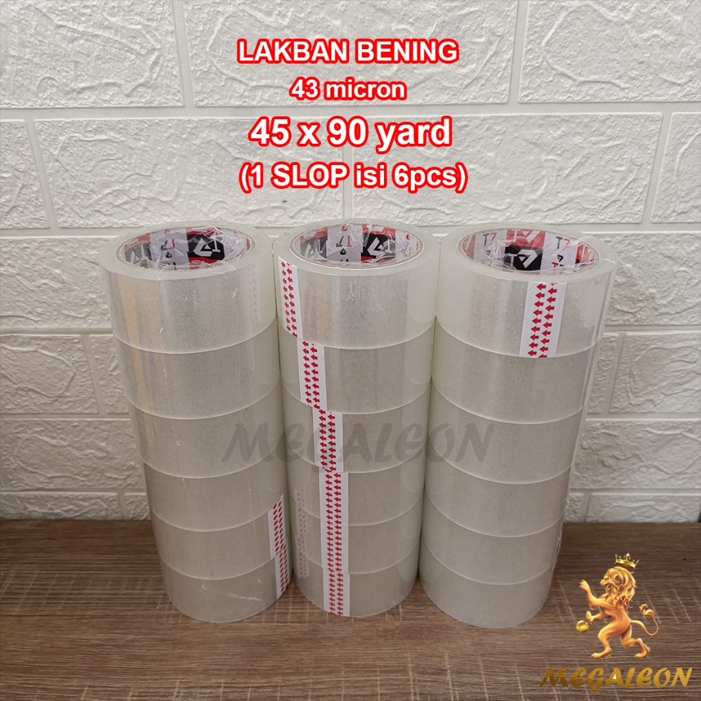 

Lakban Bening 45mm x 90 yard 43 MICRON TEBAL (SLOP isi 6)