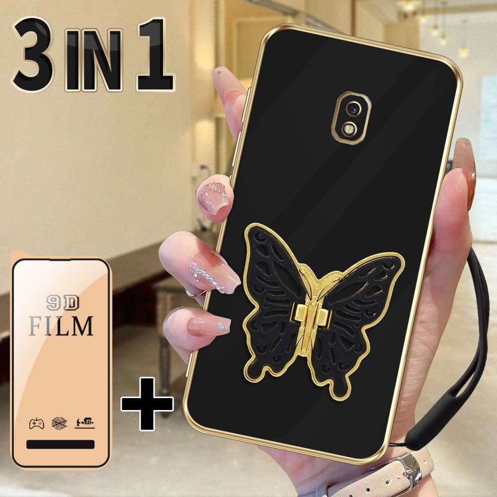 3 in 1 Aesthetic Casing untuk Samsung J7 Pro J7 2017 Case + Pelindung Keramik HD + Dudukan Multifung