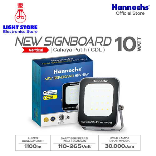 HANNOCH HALOGEN NEW SIGNBOARD 10 WATT CW Flood Light Lampu Sorot Model Vertikal Cahaya Putih