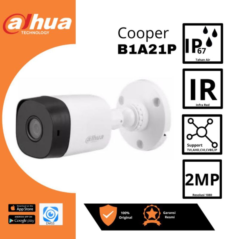 Kamera Dahua Outdoor Cooper 2MP CCTV  Camera Analog B1A21P Dahua 1080p