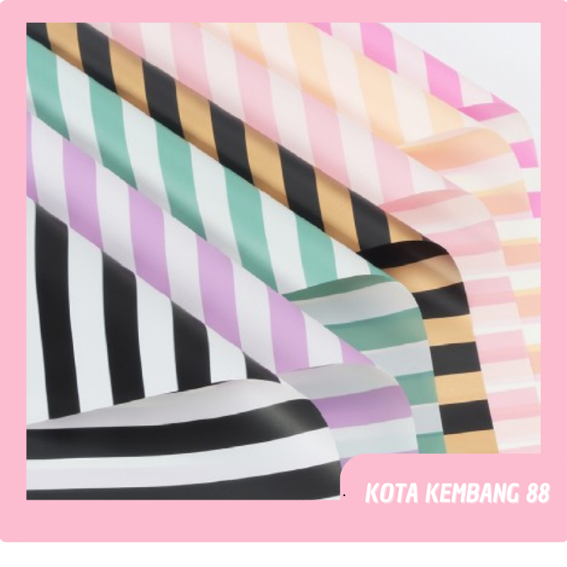 

20 LEMBAR Kertas Buket Bunga Motif Striped Line Color Cellophane Flower Wrapping Paper KB114