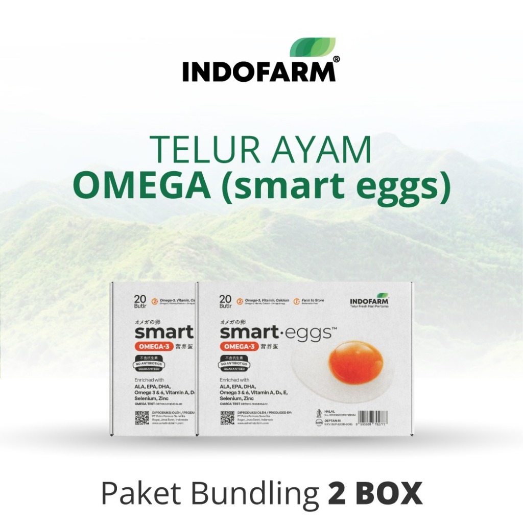 

[BUNDLING 2 BOX] Telur Omega 3 Organik - INDOFARM Smart Eggs