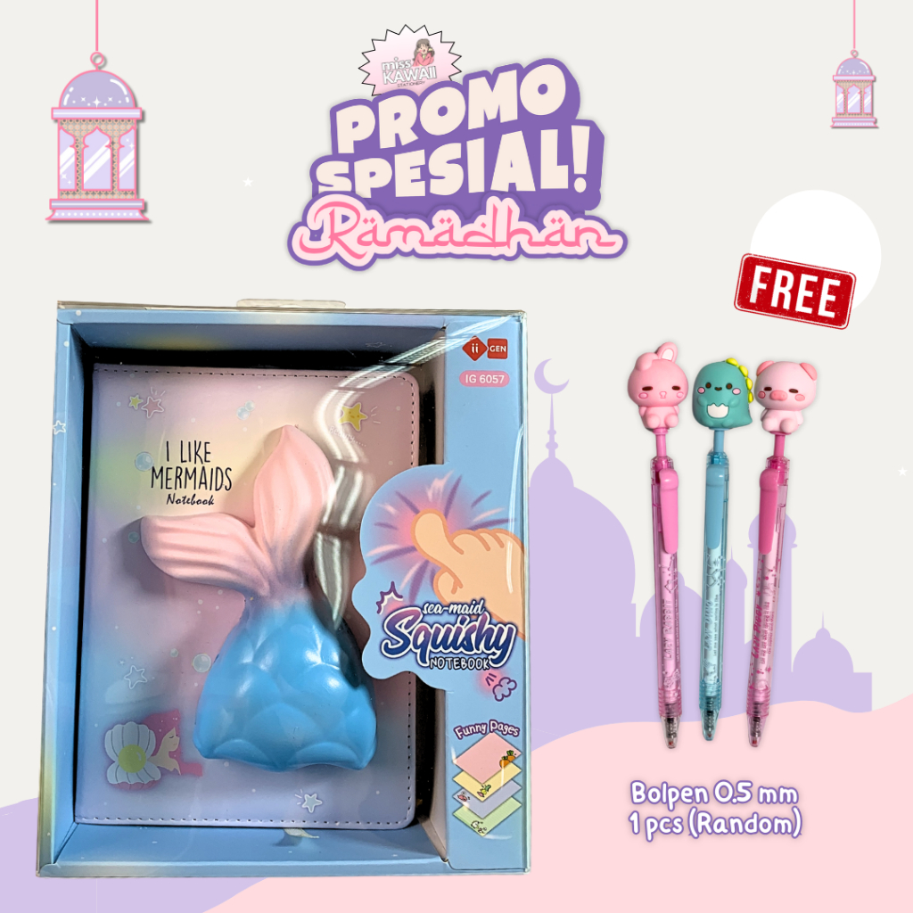 Mermaid Squishy Notebook Besar/ Notebook Squisy/ Buku Squishy Memo IIGEN IG6057