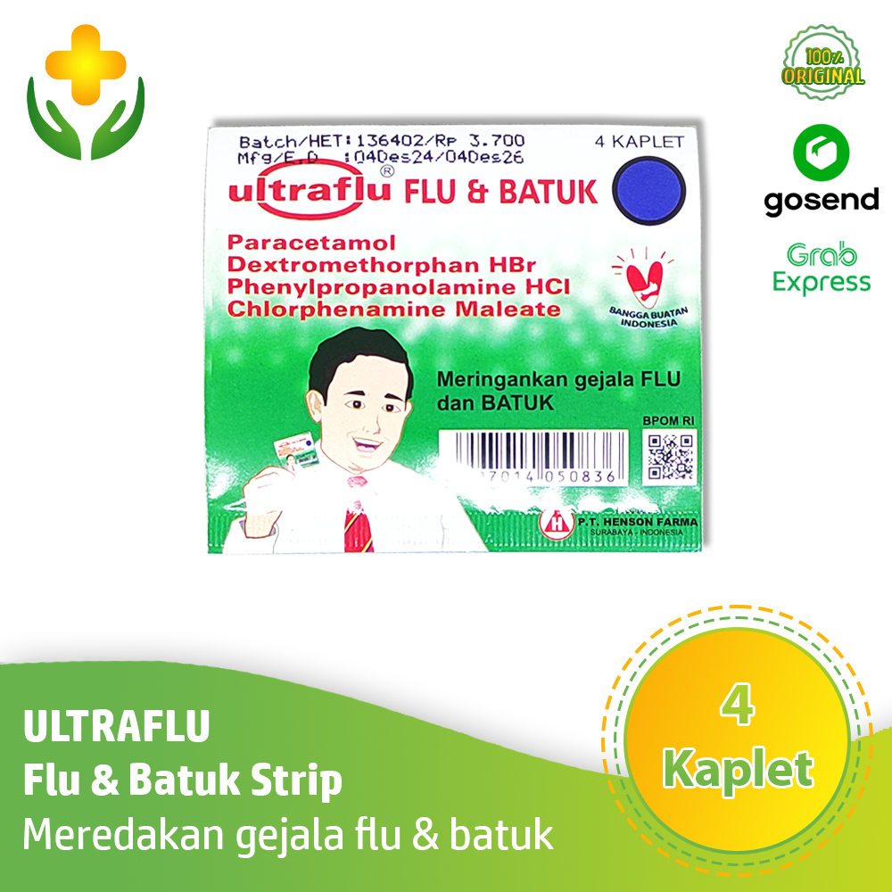 Ultraflu Flu & Batuk 4 Tablet Obat Flu Batuk Pilek Demam