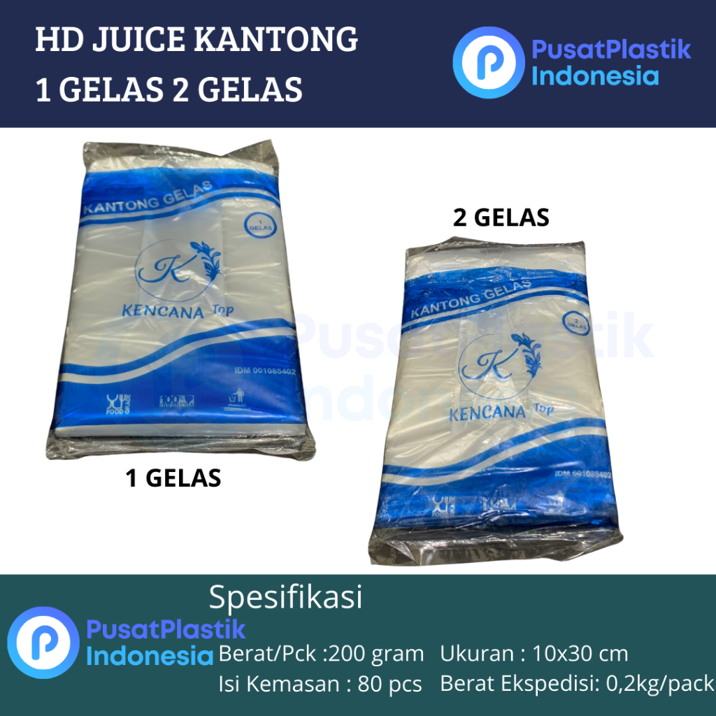 HD Juice Kantong 1 Cup & 2 Cup Bening / Warna / 10 x 30 / 10 x 40 / Kantong Plastik Juice Gelas Pop 