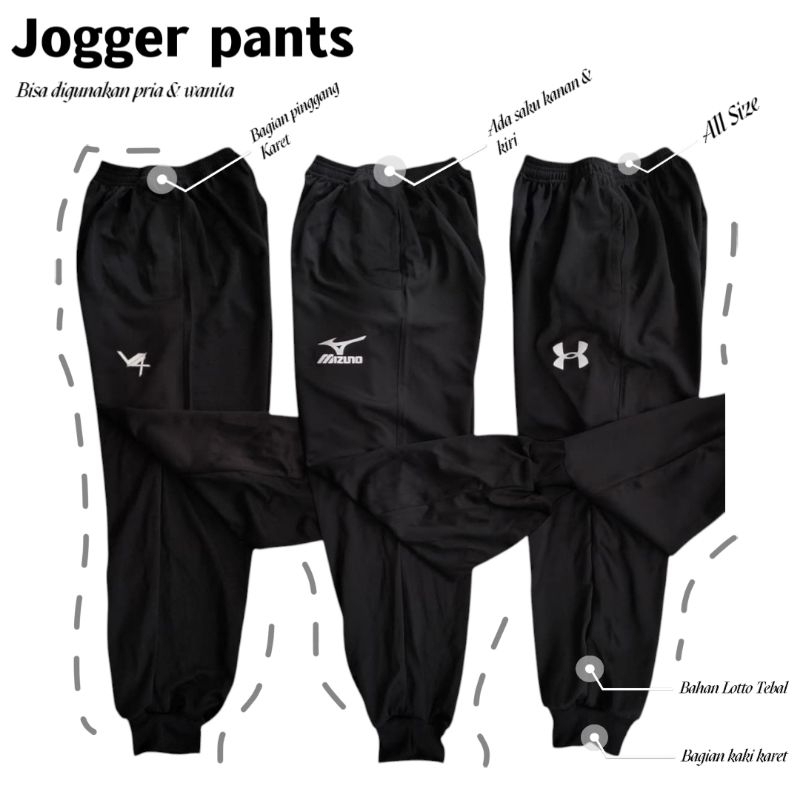 Jogger pants pria wanita terbaru bahan lotto tebal All size