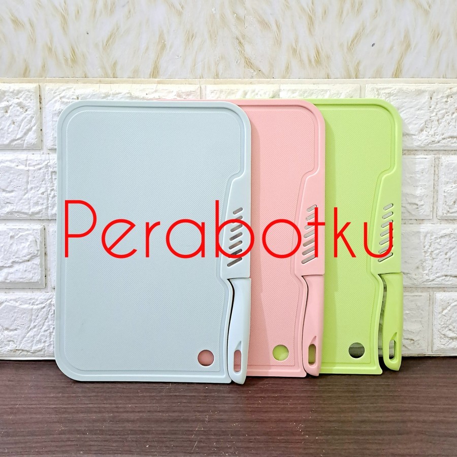 Talenan Plastik Set Pisau Dapur Warna BX-312 / Talenan + Pisau Pink Hijau Biru
