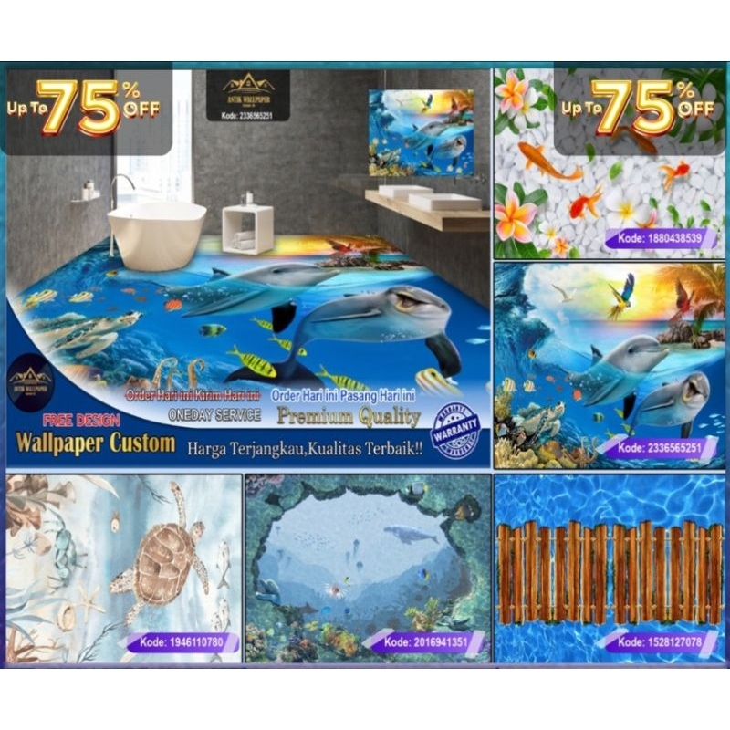 Wallpaper & Wallstiker Custom Stiker Lantai 3D - Tahan Air dan Tahan Anti Gores