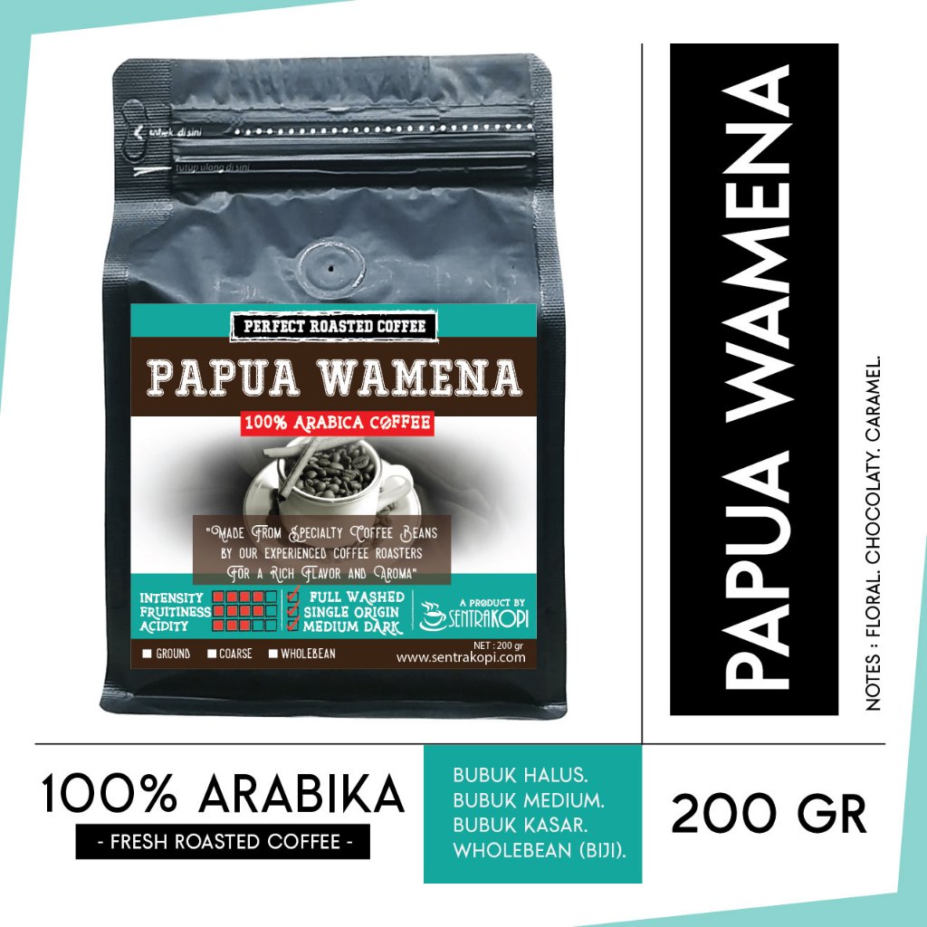 

Kopi Papua Wamena Arabika 200 Gram BUBUK/BIJI Asli Premium Arabica Coffee Espresso Manual Brew 200Gr