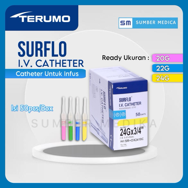 Surflo I.V. Catheter Terumo Ukuran 20G, 22G & 24G