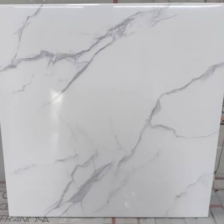 Super Keramik Lantai Glossy Motif Marmer Ikema Carara 5x5
