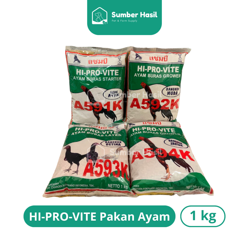 HI PRO VITE PAKAN AYAM HOBI A591K/A592K/A593K/A594K KEMASAN 1 KG PUR AYAM ORIGINAL