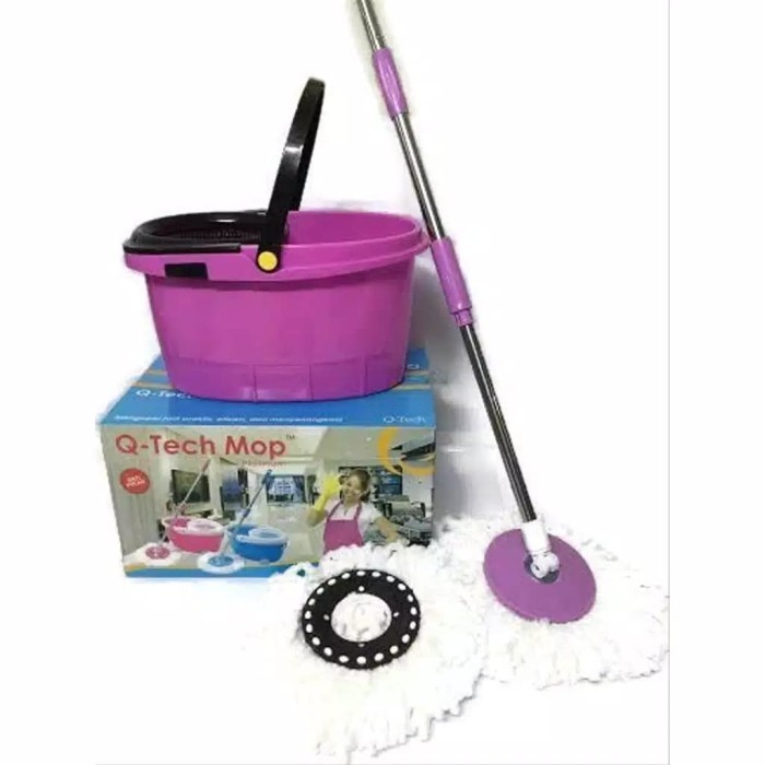 Pel Q-Tech Mop Spin Mop Puter + Refill Pel / Pel Lantai Spin Mop Qtech Mop With Refill Pel