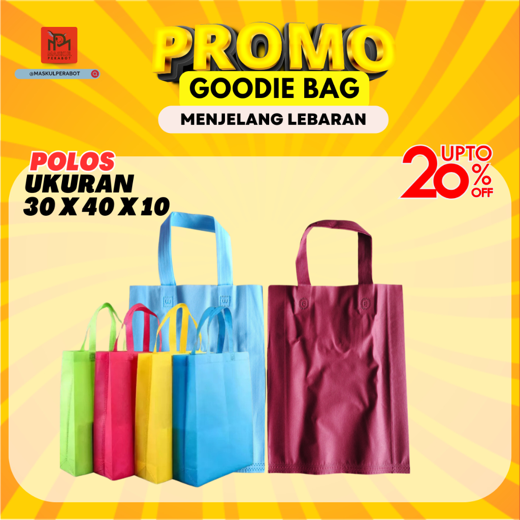

HARGA PERLUSIN - GOODIE BAG IDUL FITRI 30X40X10 TAS KANTONG BINGKISAN LEBARAN | Tas Kain Lebaran / Goodie Bag Idul Fitri bahan Spunbond Harga Terjangkau Per Lusin - Hijau - Kuning Tas Belanja Tas Hajatan Totebag POLOS WARNA RANDOM