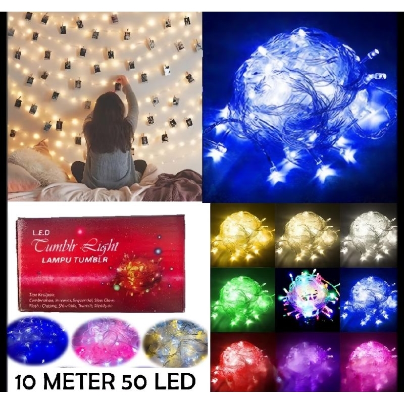 Lampu kelap kelip hiasan panjang 10M LED dekorasi pohon natal