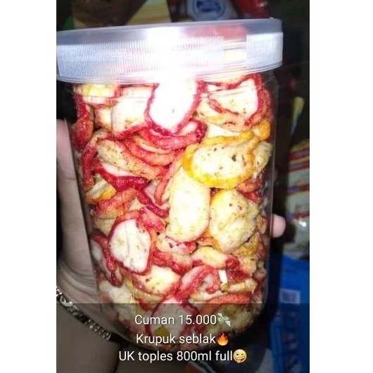 

Krupuk Seblak pedas daun jeruk UK toples 800ml