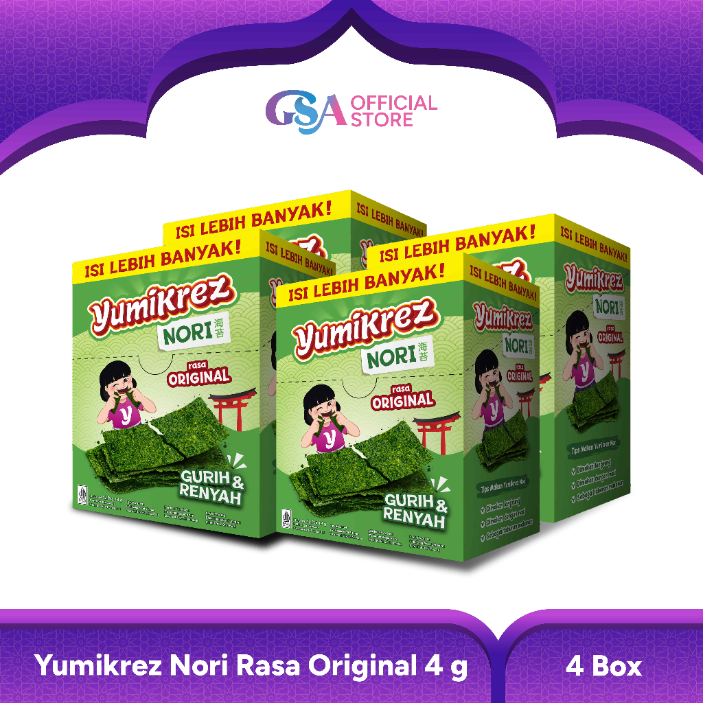 

[BUNDLING] Yumikrez Nori 4g 4 Box Rumput Laut Snack Cemilan Seaweed
