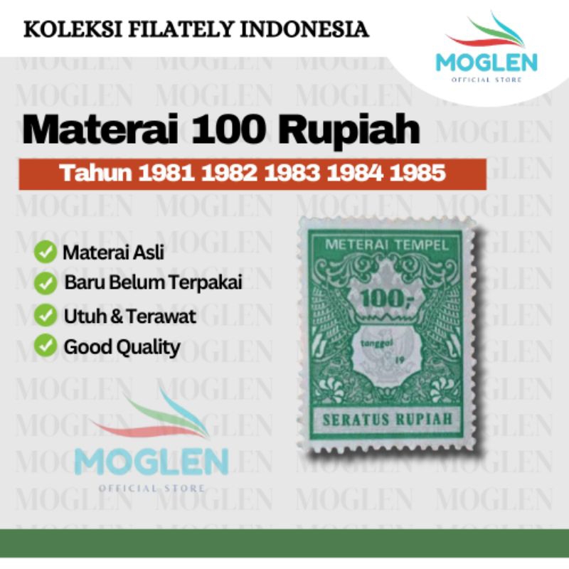 

Materai 100 Rupiah Tahun 1980 1981 1982 1983 1984 1985 Matrai Tempel Asli Pos Original