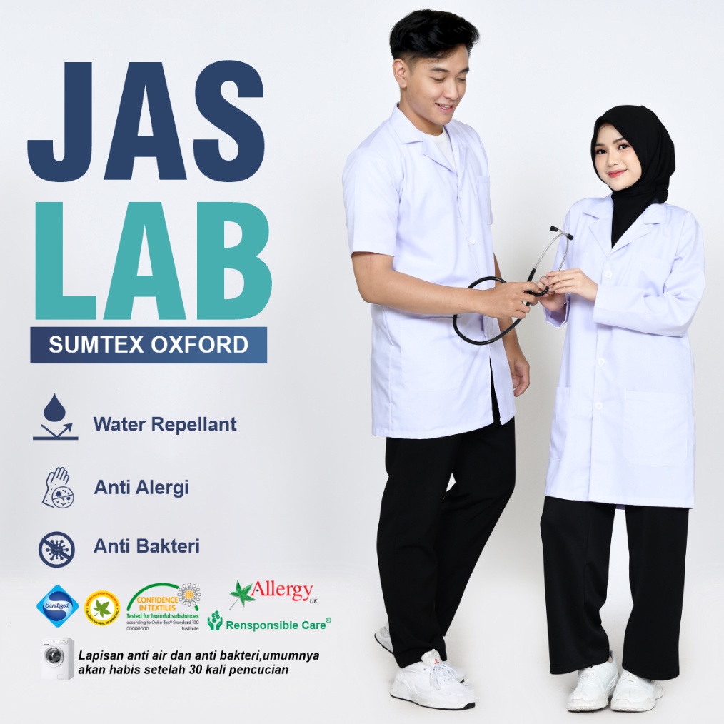 KODE A62D Jas Laboratorium Jas Lab Lengan Panjang  Lengan Pendek Jas Praktek Farmasi Baju Laboratori