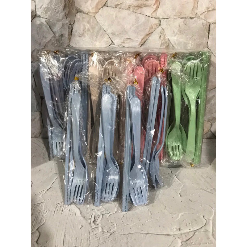 Sendok jerami set kemas plastik / Souvenir Travel Set LOKAL Kemasan Plastik Sendok Garpu Sumpit
