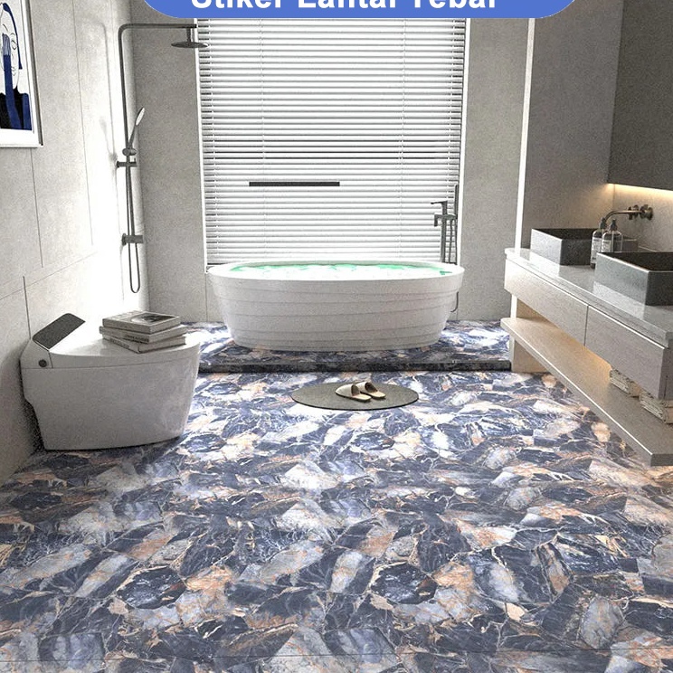 Sale Sticker Lantai Keramik Marmer PVC Perekat Sendiri Stickers Kamar Mandi Anti Air Dapur Tahan Min