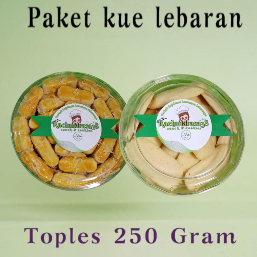 

RACHMARASA38 | Paket Kue Lebran 2 Toples | Kastangel | Kue Lidah Kucing | Paket Kue Kering 250 Gram