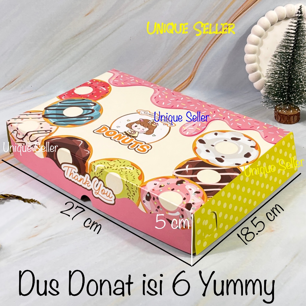 [Isi10] Dus Donat isi 6 Full Motif 27x18.5x5 cm DUPLEX YUMMY / Dus Kue Roti Donat 27 x 18.5 x 5 cm /